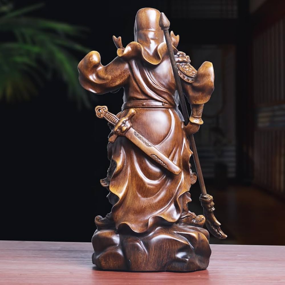 關公武将像 高約48cm OEIPSMK 关公像镇宅摆件武财神关二爷供奉佛像横刀大刀关羽工艺品